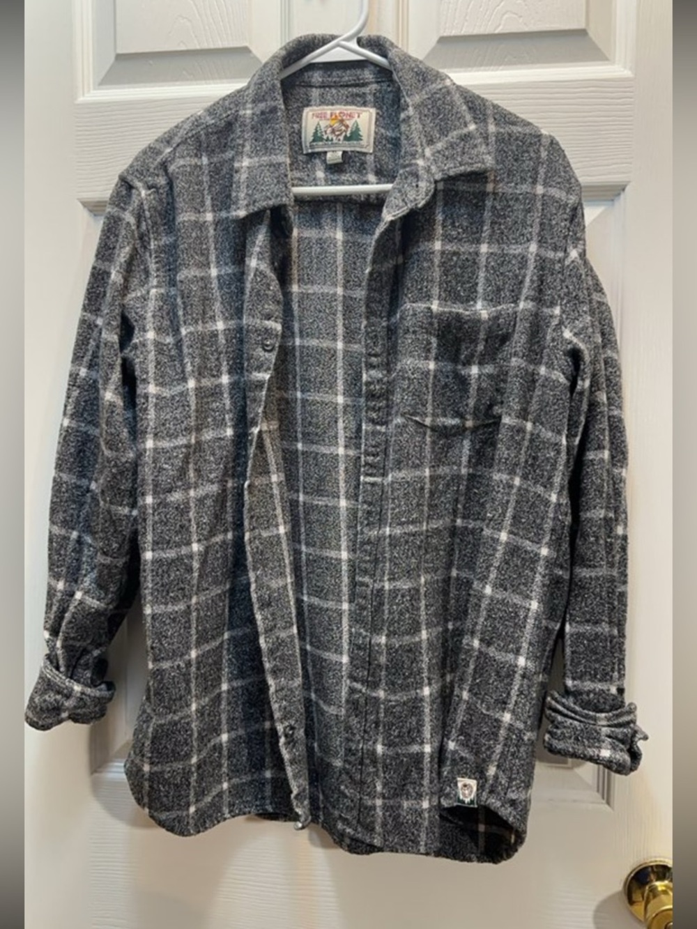 Free Planet Men's Gray Plaid Shirt Jacket
